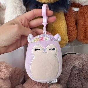 Squishmallows Squirrel Clip Keychain Spring Chipmunk Floral